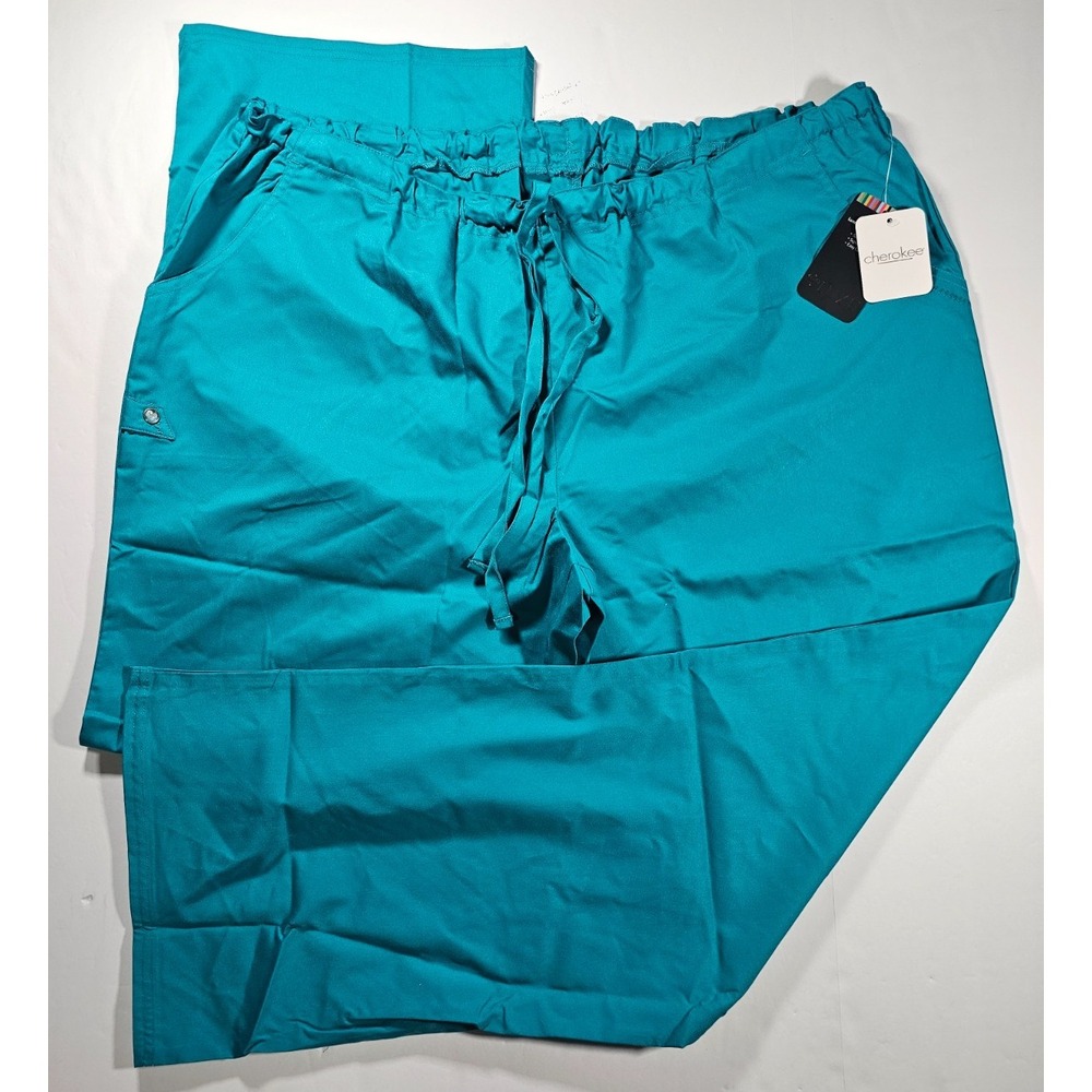 Cherokee‎ Scrubs Elastic Pants Straight Leg Teal Drawstrings WOMENS SIZE 2XL